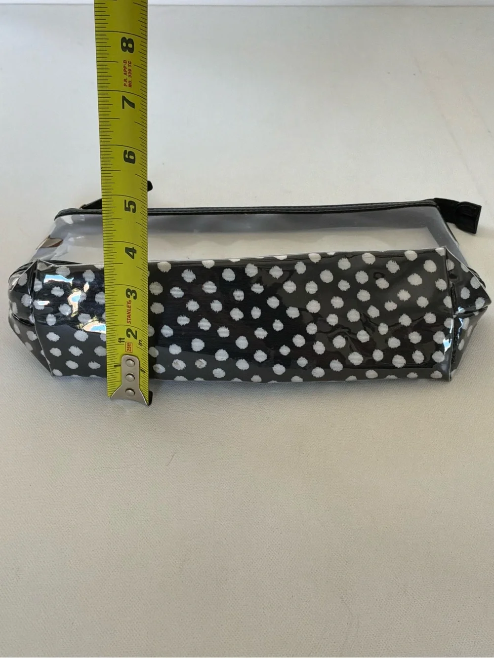 Kate Spade New York Black White Polka Dot Clear Vinyl Cosmetic Travel Makeup Bag